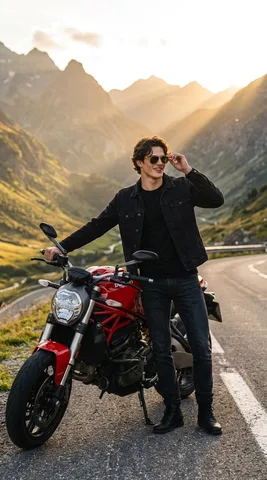 Золотой час на Ducati: Стильный байкер
